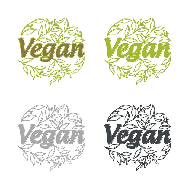 Vector plantilla ecológica vegetariana verde caligráfica dibujada a mano con ilustración vectorial de hojas