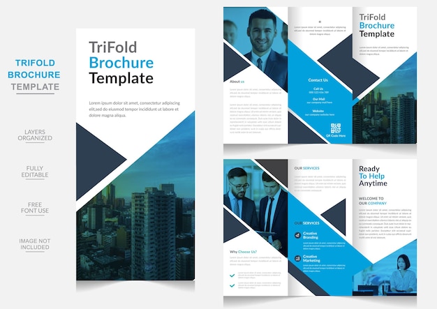 Plantilla editable de diseño de folleto tríptico de negocios profesional moderno creativo