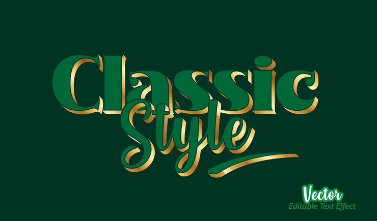 Vector plantilla editable de efecto de texto 3d de estilo clásico