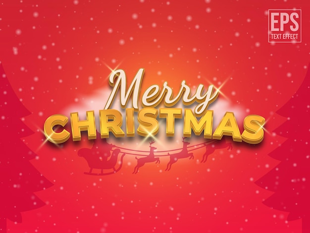 Plantilla editable de efecto de texto de feliz Navidad con color rojo, dorado y blanco.