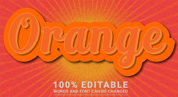 Vector plantilla editable de efecto de texto naranja con estilo abstracto