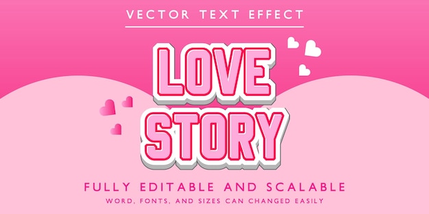 Plantilla editable de historia de amor con efecto de texto de estilo 3d