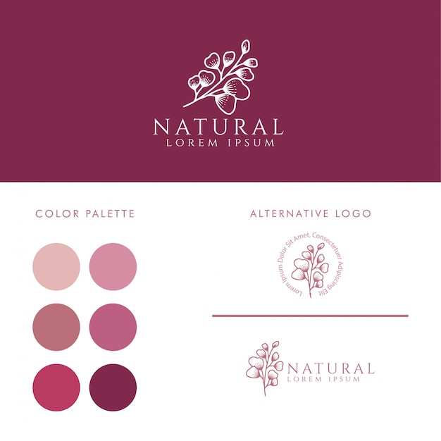 Plantilla editable del logotipo floral femenino de la naturaleza para la marca