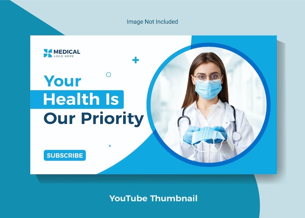 Plantilla editable de miniaturas de vídeos de YouTube para atención médica médica