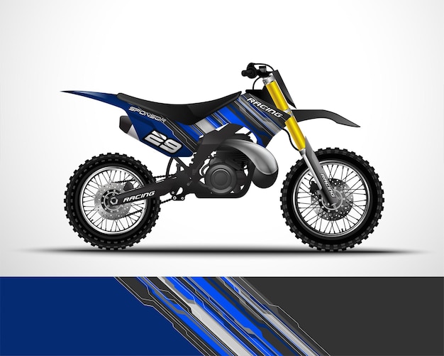 Vector plantilla editable motocross, dirtbike, calcomanía de envoltura de motocicleta y diseño de calcomanías de vinilo.