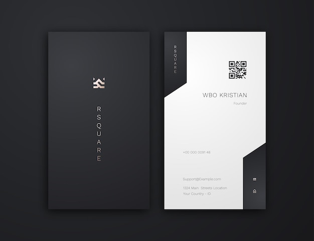 Plantilla editable de tarjeta de visita vertical de oro oscuro profesional moderna y elegante