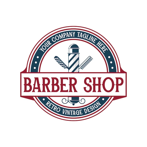 plantilla editable vectorial de logotipo de barbería de época