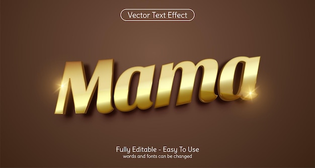 Plantilla de efecto de estilo dorado editable de mamá de texto creativo en 3d