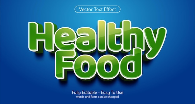 Vector plantilla de efecto de estilo editable de alimentos saludables de texto tridimensional