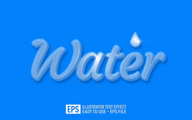 Plantilla de efecto de estilo editable de texto 3d de agua