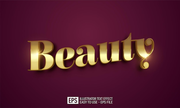 Plantilla de efecto de estilo editable de texto 3d de belleza