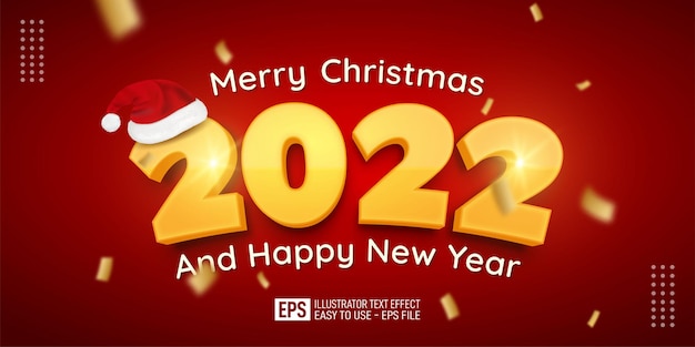 Plantilla de efecto de estilo editable de texto 3d feliz navidad y feliz año nuevo