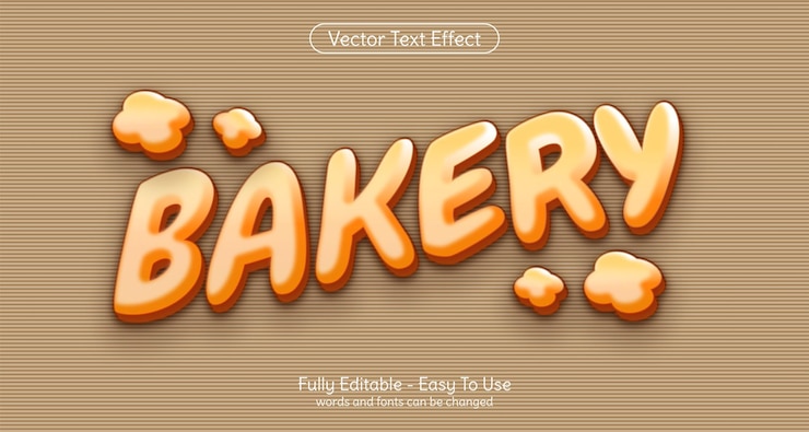 Vector plantilla de efecto de estilo editable de texto 3d de panadería