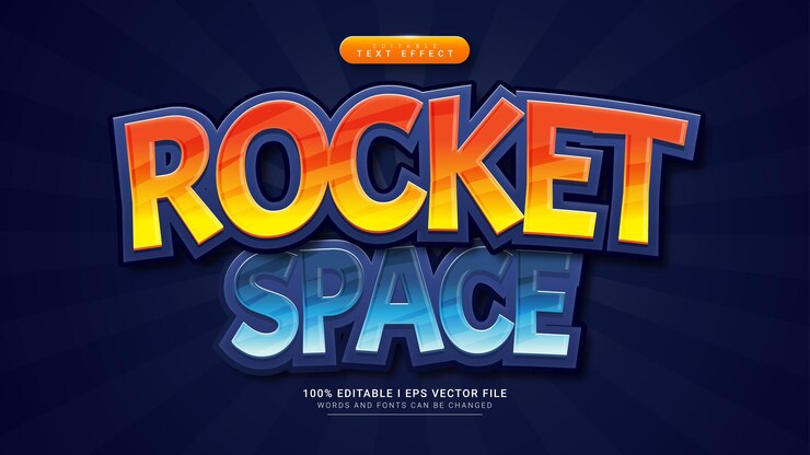 Vector plantilla de efecto de estilo de texto 3d del espacio espacial