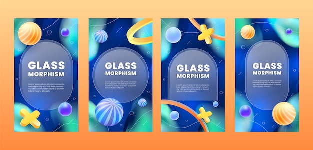 Plantilla de efecto de glassmorphism dibujada a mano