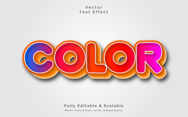 Vector plantilla de efecto de texto 3d color