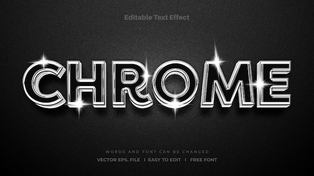 plantilla de efecto de texto 3D editable de cromo brillante