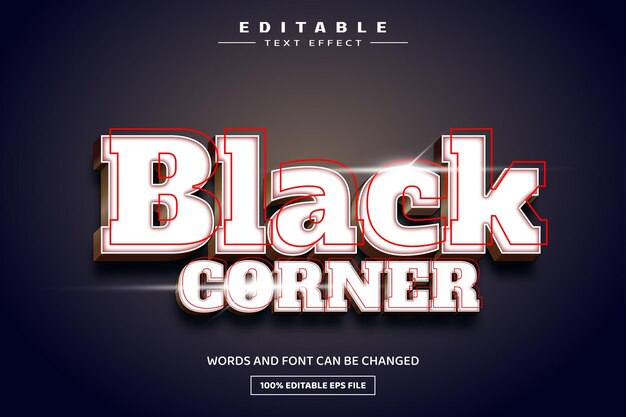 plantilla de efecto de texto 3D editable de esquina negra