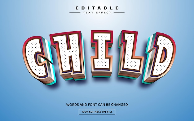 plantilla de efecto de texto 3D editable para niños