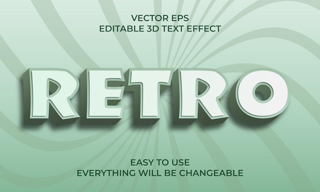 Vector plantilla de efecto de texto 3d editable retro