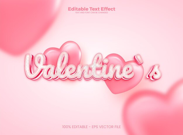 Plantilla de efecto de texto 3d de efecto de texto editable de San Valentín