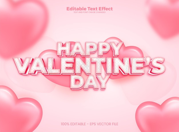 Plantilla de efecto de texto 3d de efecto de texto editable de San Valentín