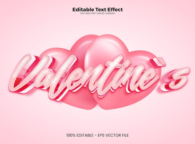 Plantilla de efecto de texto 3d de efecto de texto editable de San Valentín