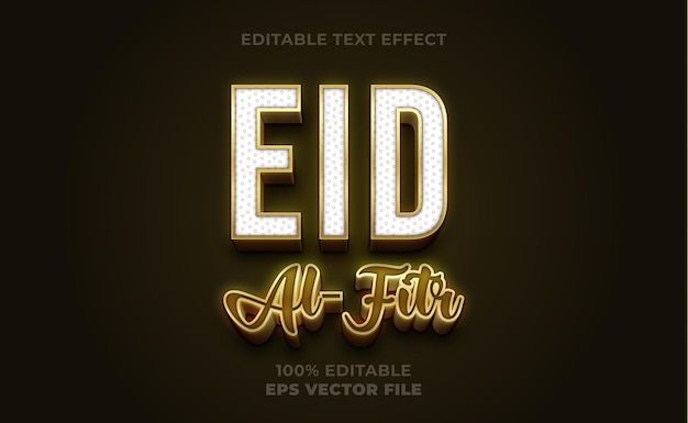 Vector plantilla de efecto de texto 3d eid alfitr con color dorado