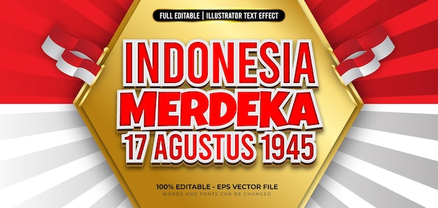 PLANTILLA DE EFECTO DE TEXTO 3D DE INDONESIA MERDEKA