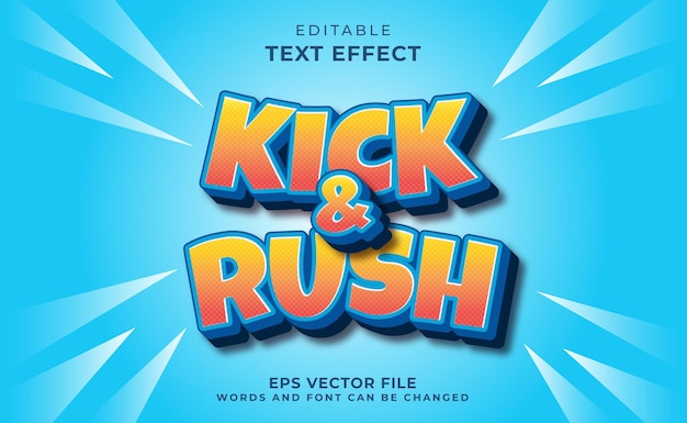 Plantilla de efecto de texto 3d kick amp rush