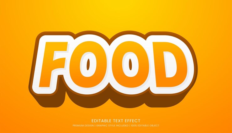 Vector plantilla de efecto de texto de alimentos diseño editable para el logotipo y la marca de la empresa