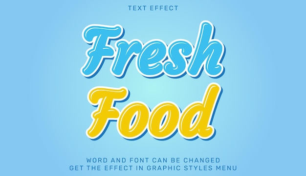 plantilla de efecto de texto de alimentos frescos en diseño 3D