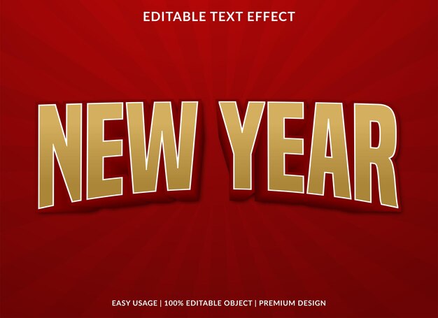 plantilla de efecto de texto de año nuevo estilo premium