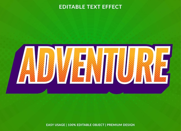 Plantilla de efecto de texto de aventura con estilo audaz y retro