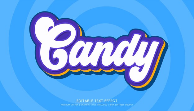 plantilla de efecto de texto de caramelo estilo de fuente editable