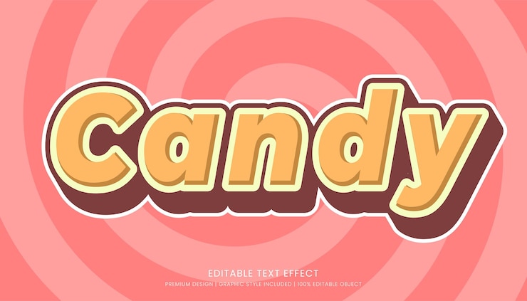 Vector plantilla de efecto de texto de caramelo estilo de fuente editable