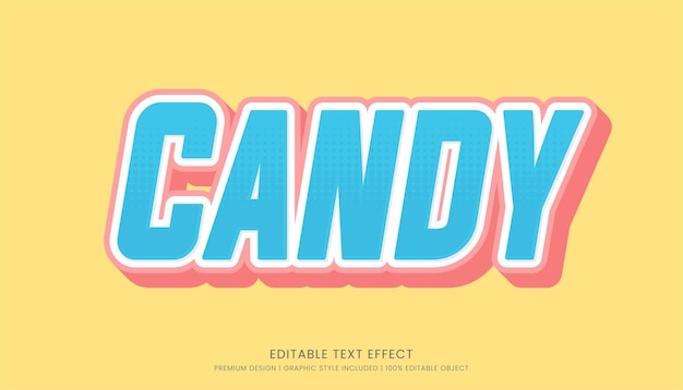 plantilla de efecto de texto de caramelo estilo de fuente editable