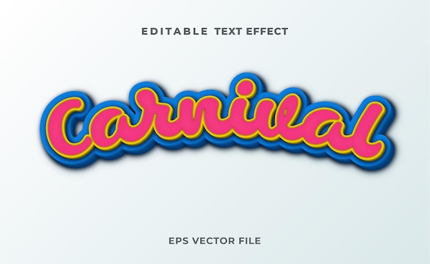 Vector plantilla de efecto de texto de carnaval 3d con múltiples colores