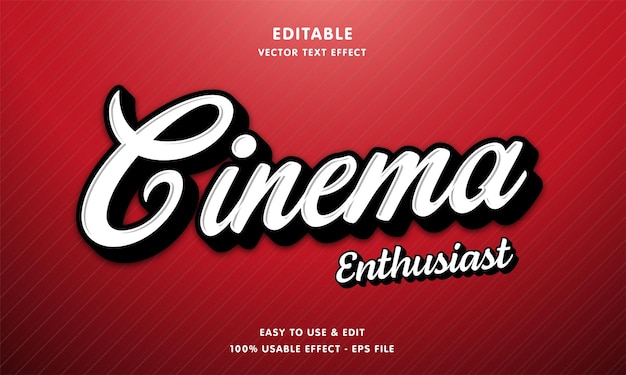 Vector plantilla de efecto de texto de cine editable