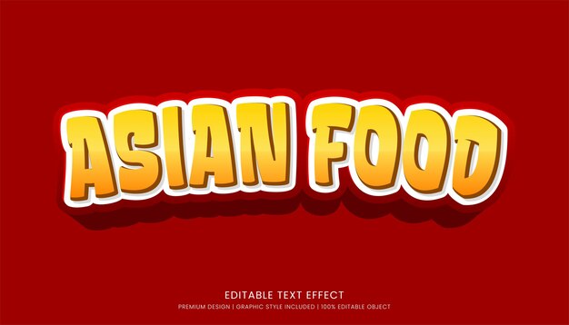 plantilla de efecto de texto de comida asiática diseño editable para logotipo y marca comercial