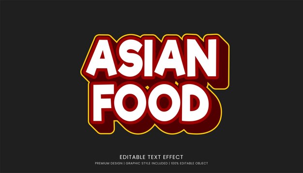 plantilla de efecto de texto de comida asiática diseño editable para logotipo y marca comercial