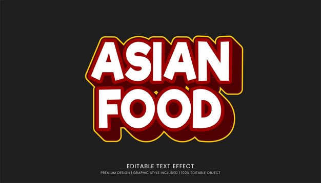 Plantilla de efecto de texto de comida asiática diseño editable para logotipo y marca comercial