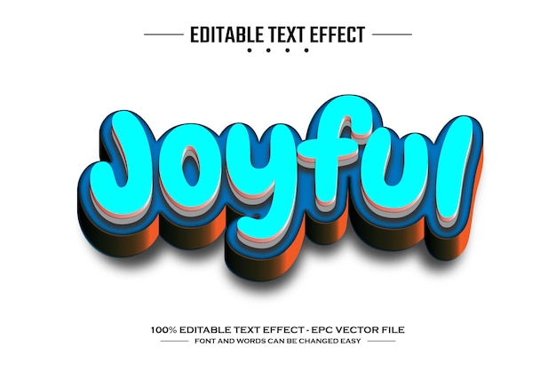 Plantilla de efecto de texto editable en 3D alegre
