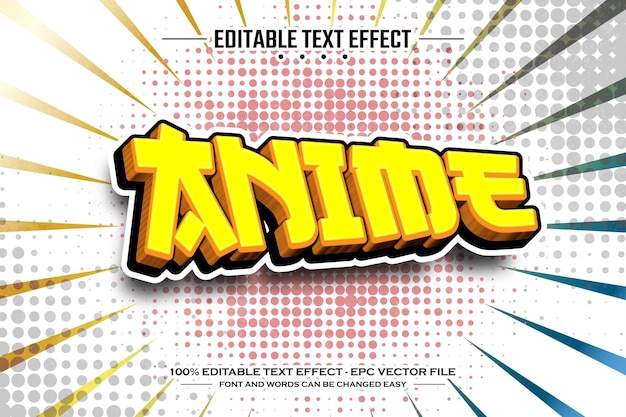 Plantilla de efecto de texto editable 3D de anime