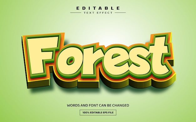 Plantilla de efecto de texto editable 3d de bosque