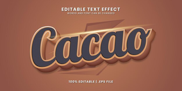 Plantilla de efecto de texto editable 3d de cacao