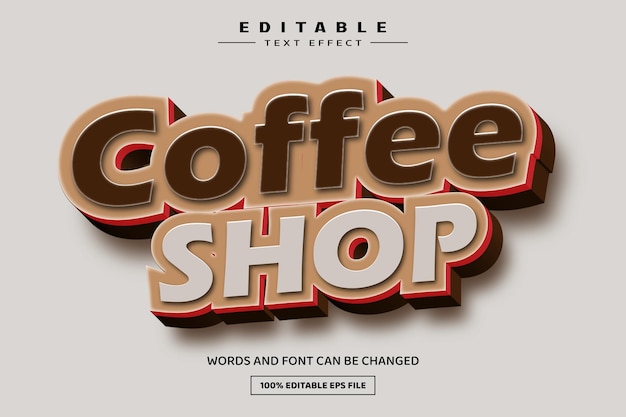 Plantilla de efecto de texto editable 3D de cafetería