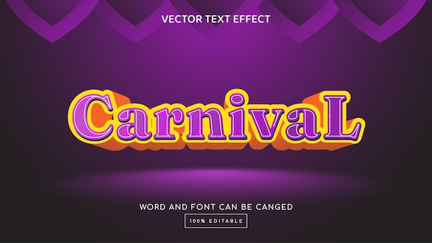 Plantilla de efecto de texto editable 3d carnival