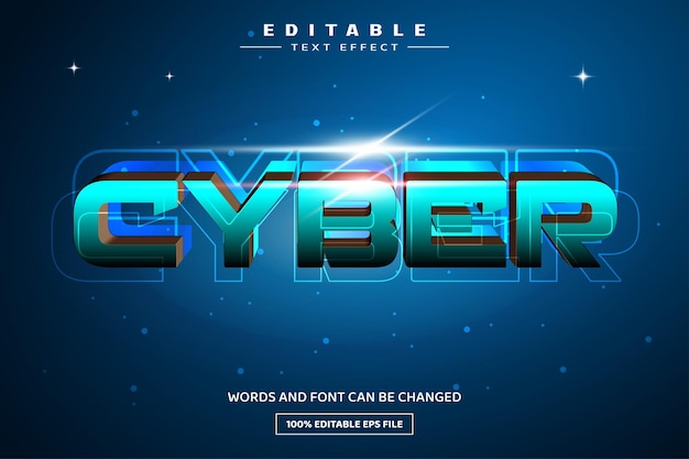 Plantilla de efecto de texto editable 3D ciber azul