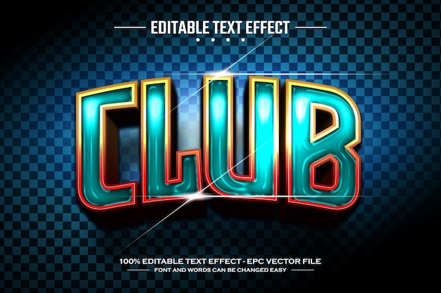 Plantilla de efecto de texto editable 3d club